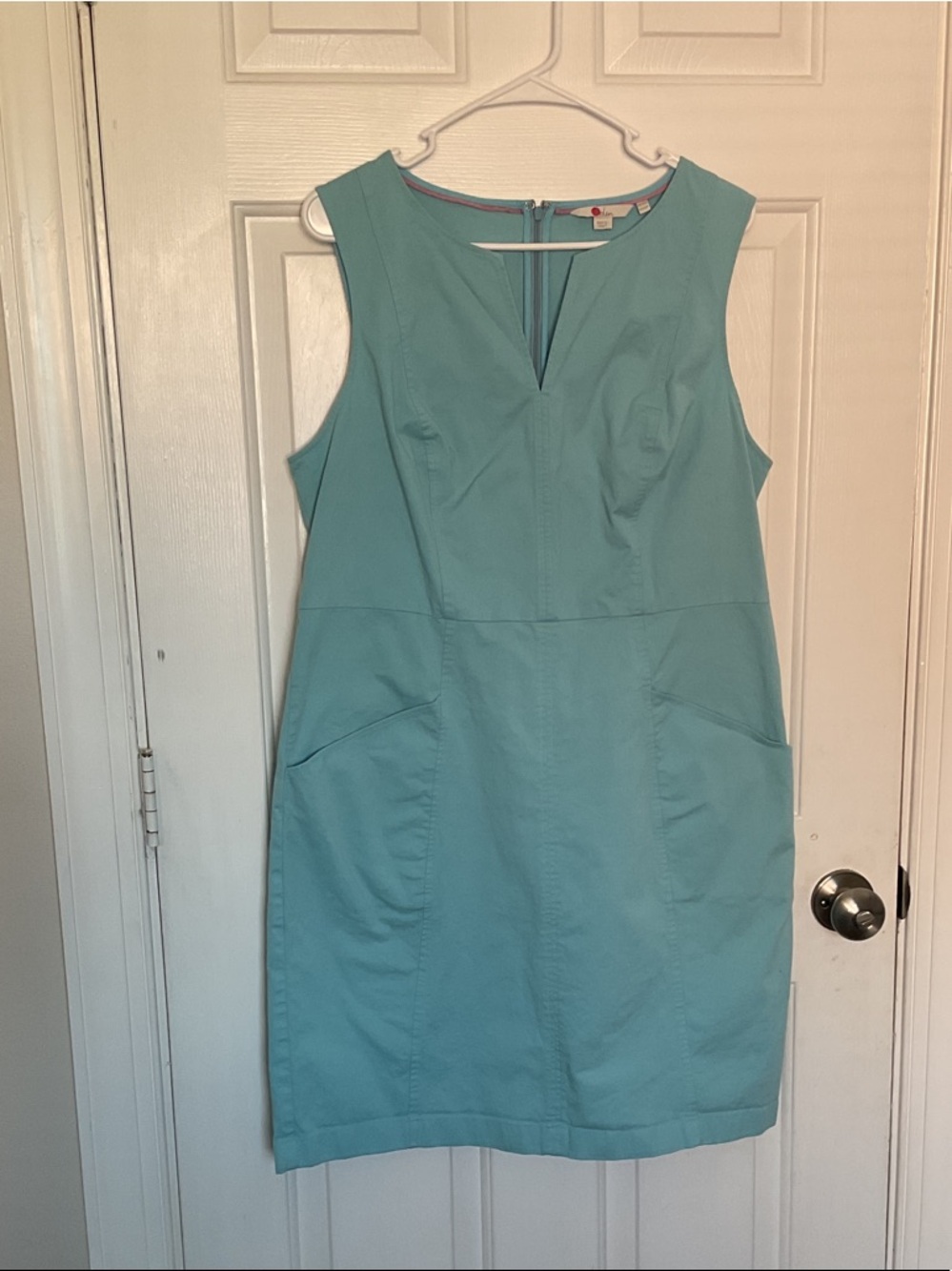 Boden Aqua Sleeveless Sheath Dress 14R